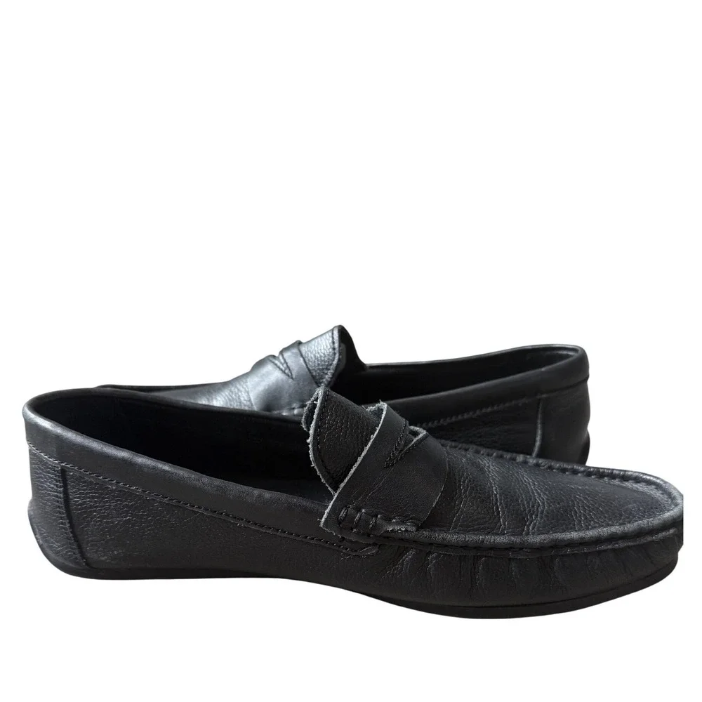 El Borcegui Mens Black Pebbled Leather Penny Loafers Driving Mocs Size 26 Mex‎